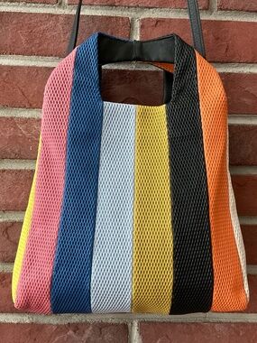 Cyedra Spain Luxury Unique Multicolor Striped Leather Bag Crossbody Handmade NEW